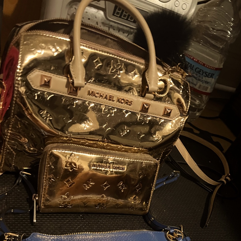 Gold Michael Kors Purse Shiny